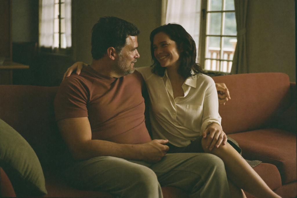 Couple sharing a supportive conversation at home