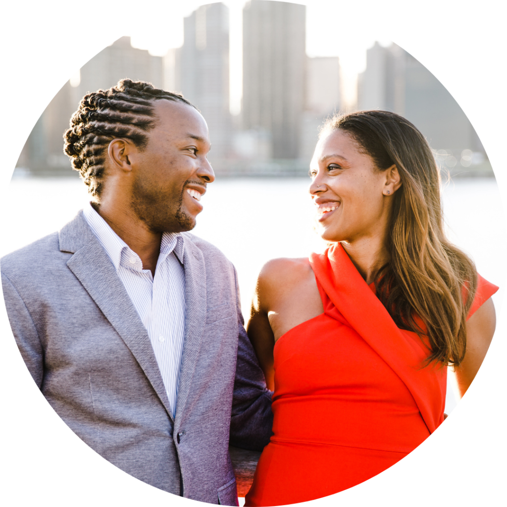 Smiling couple looking at each other