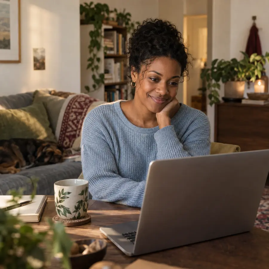 Illustrative photo of a client in an online counseling session